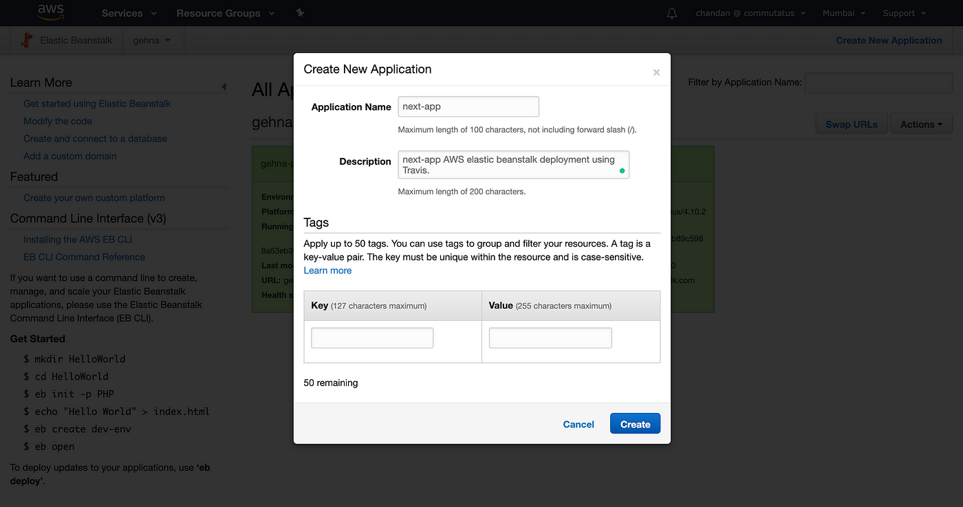 How to deploy Next.js app on AWS Elastic Beanstalk via Travis? | by Chandan  Reddy | Commutatus