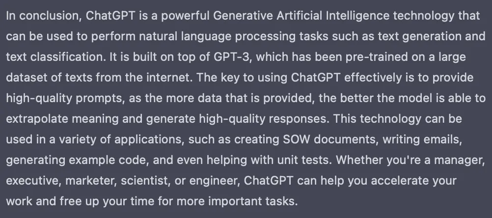 chat GPT blog writing example