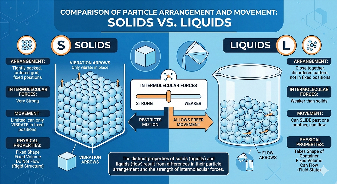 Why can liquids flow but solids cannot?