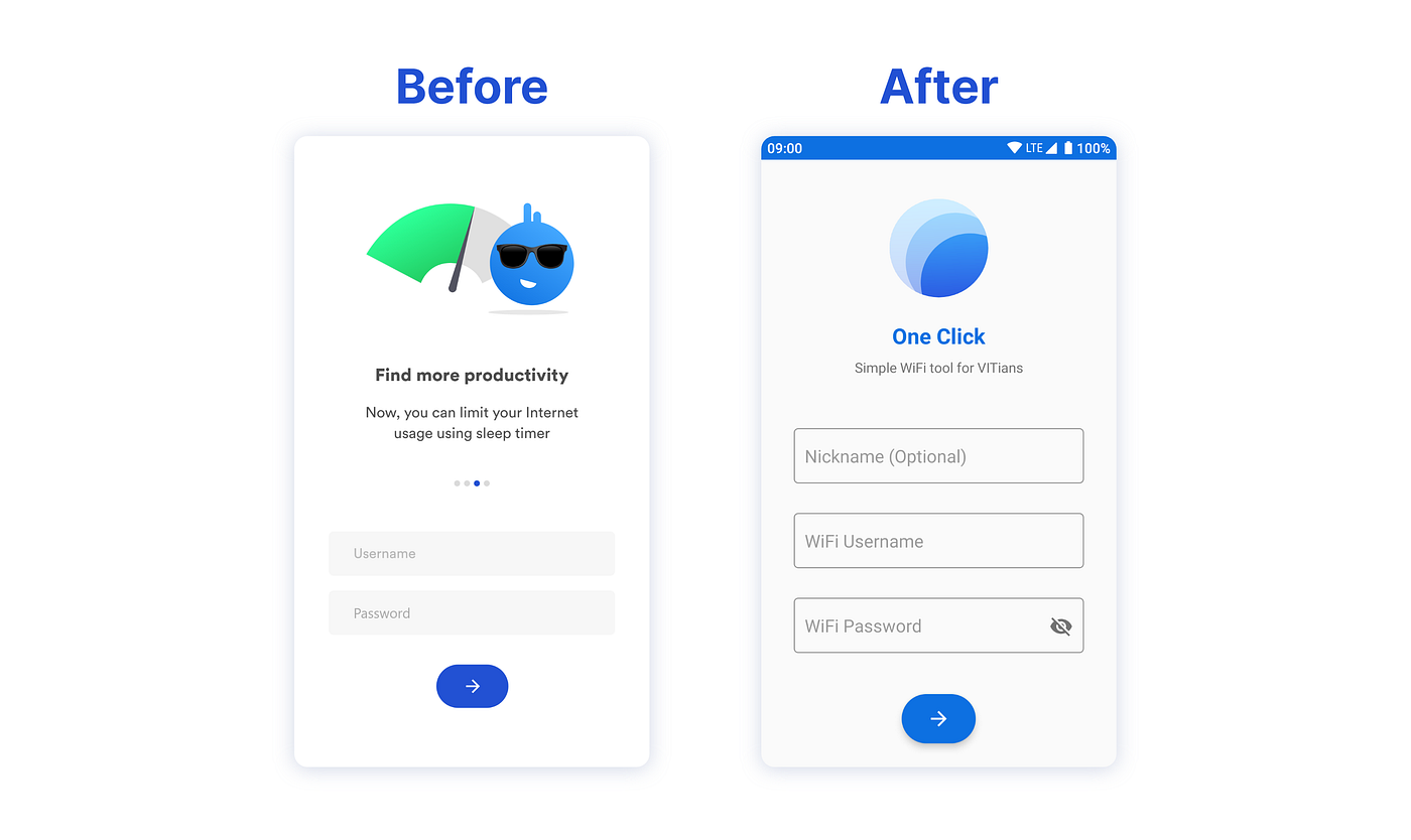 Oneclick | Simplifying WiFi authentication at VIT University | by Somesh |  UX Planet