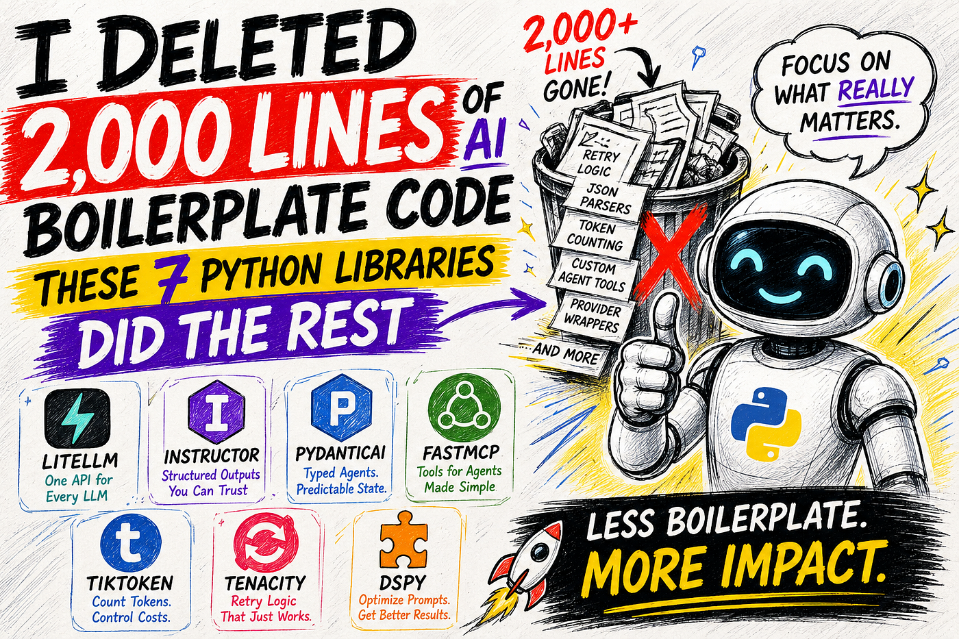 These 7 Python Libraries Replaced 2,000 Lines of My AI Boilerplate Code