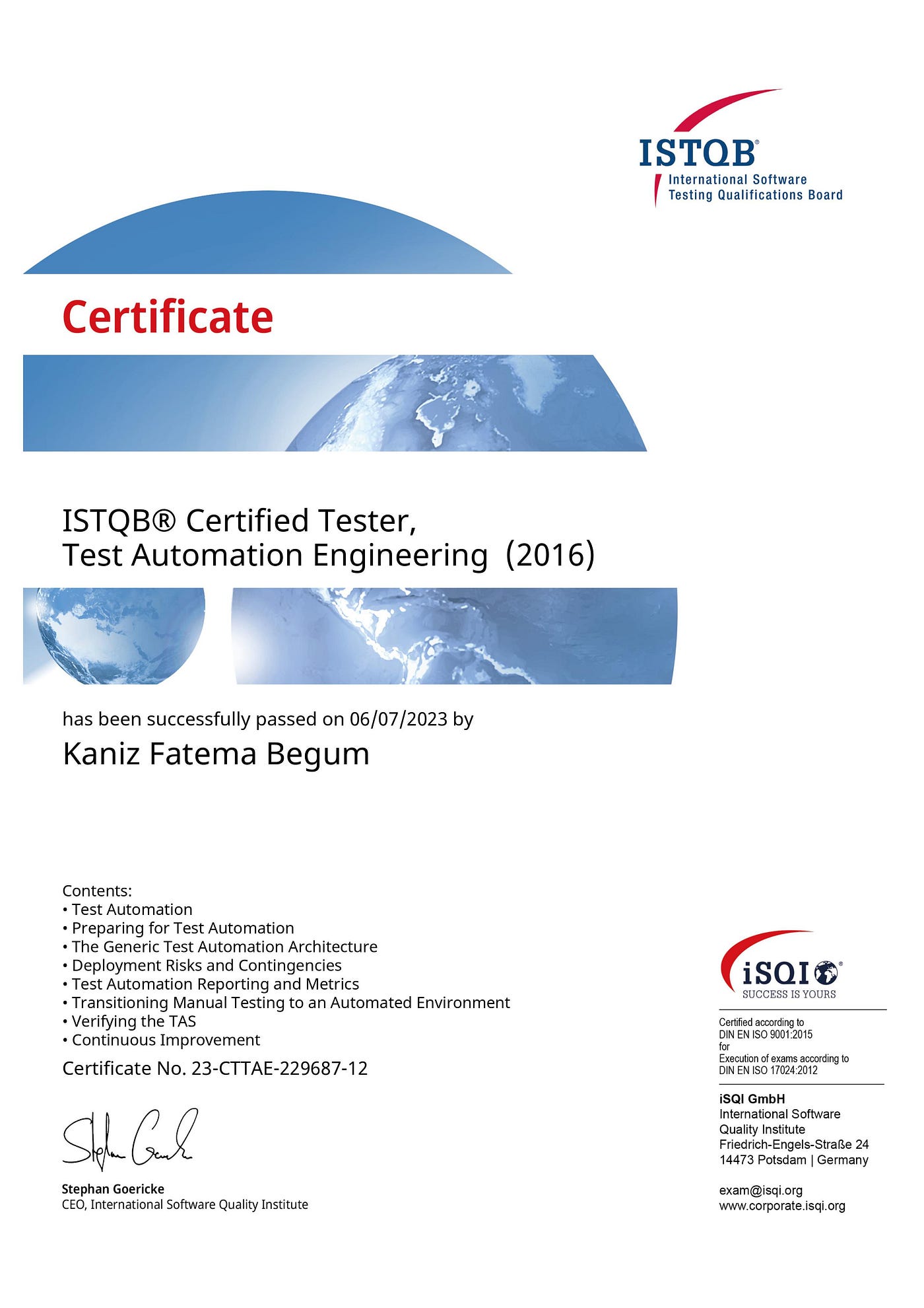 CT-TAE Prüfung
