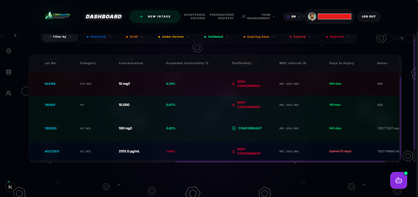 Material list/inventory screenshot 1