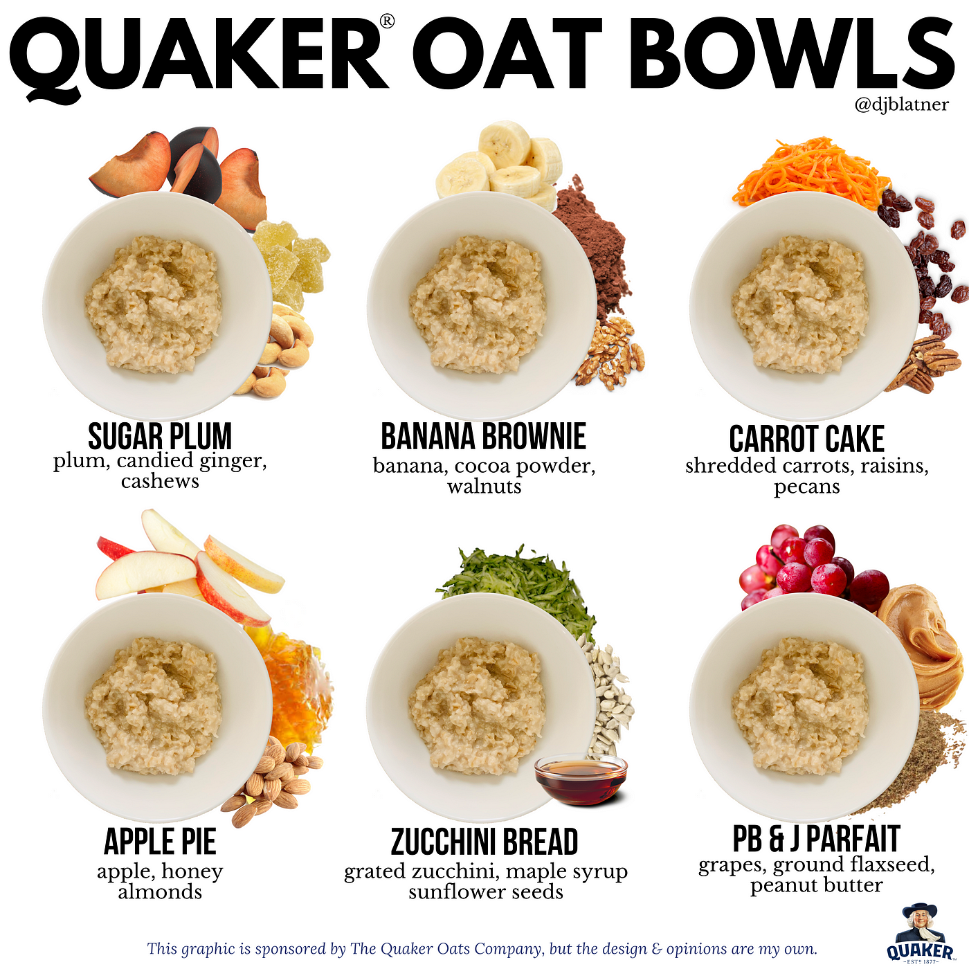 Quaker Oat Bowls. This post is sponsored by The Quaker…, by Dawn Jackson  Blatner, Nutrition WOW (Words of Wisdom)