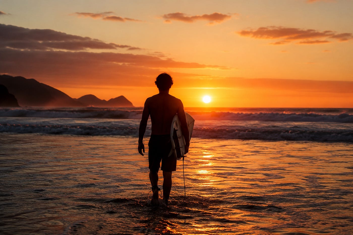 Surfer at sunset | AI-generated artwork