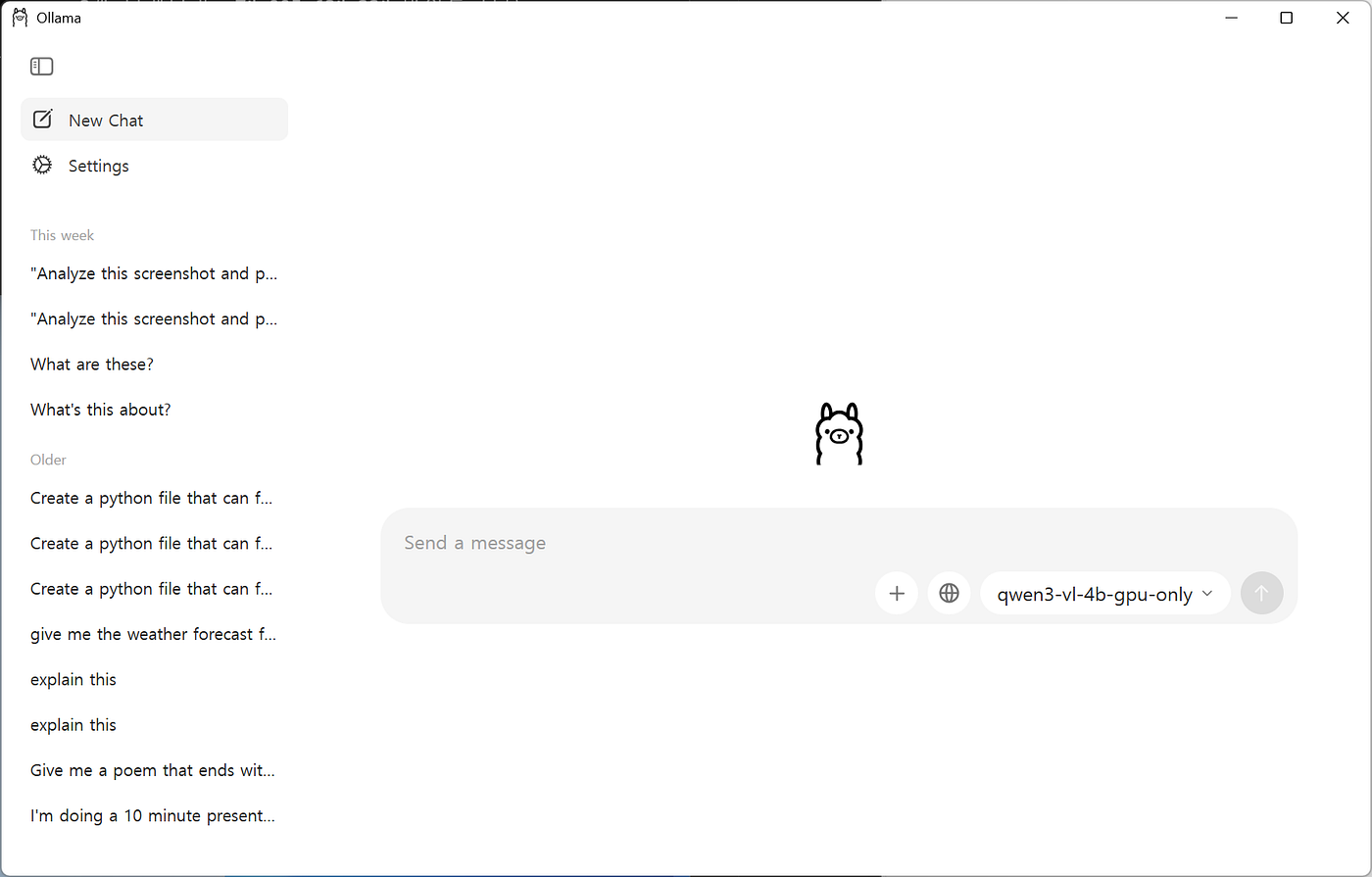 A screenshot of Ollama (image by author)