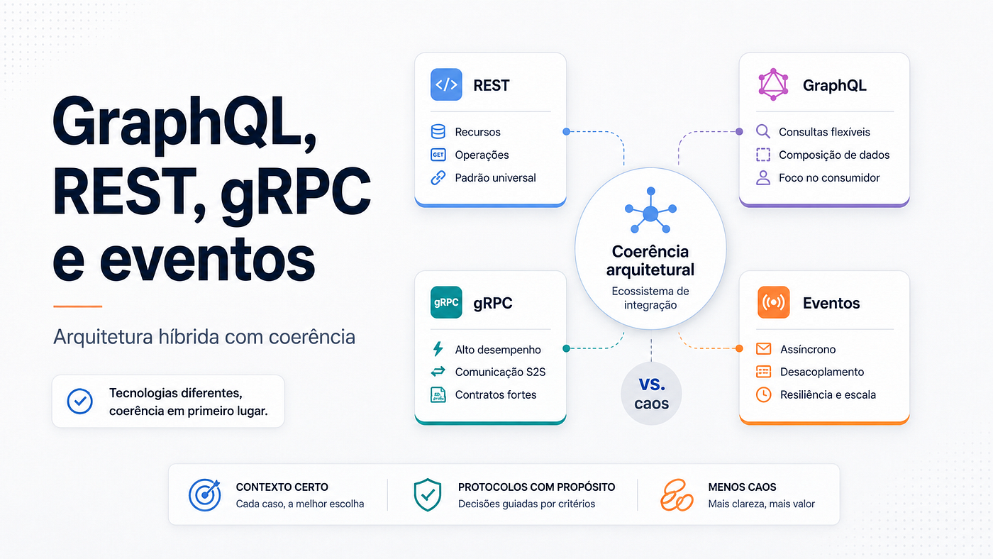 Quando GraphQL não basta: como combinar REST, gRPC e eventos sem virar um caos arquitetural