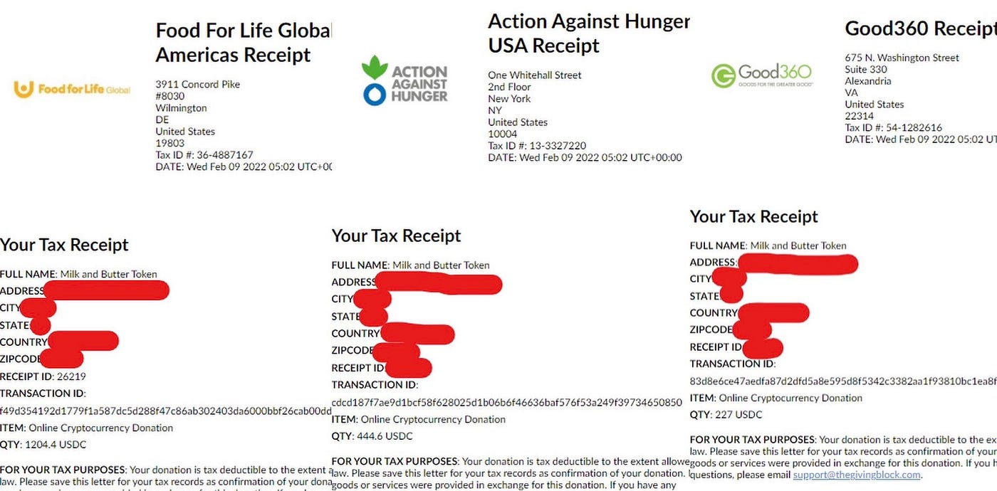 Milk and Butter LLC Donates 1876 USDC to Its Partnered Charities | by Milk  and Butter LLC | Medium