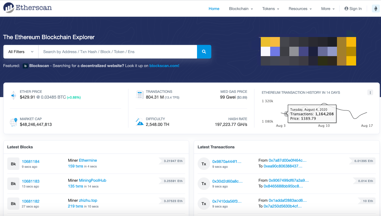 Ethereum Mainnet Explorer