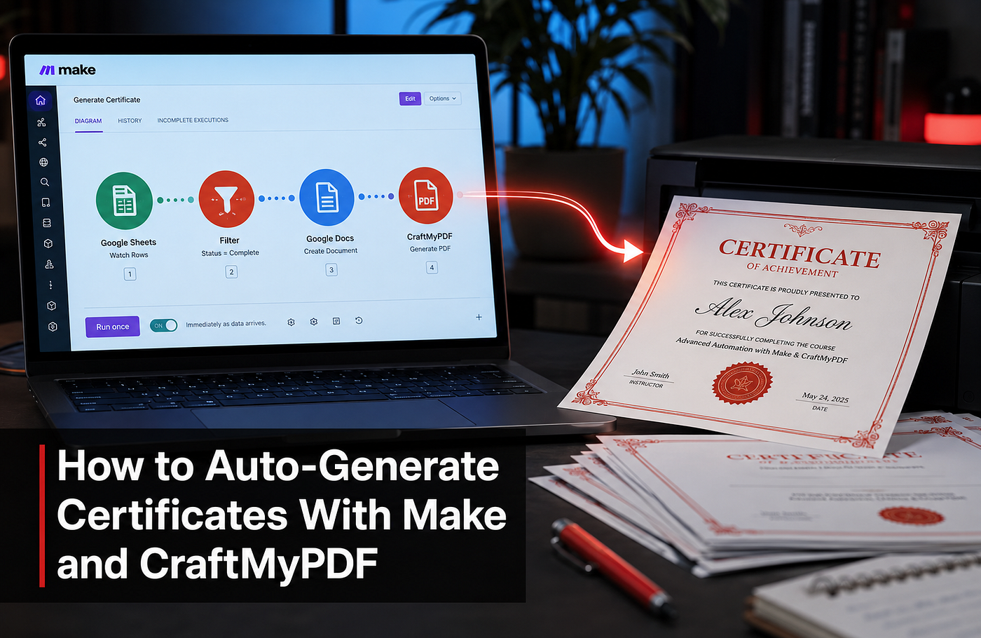 How to Auto-Generate Certificates With Make and CraftMyPDF