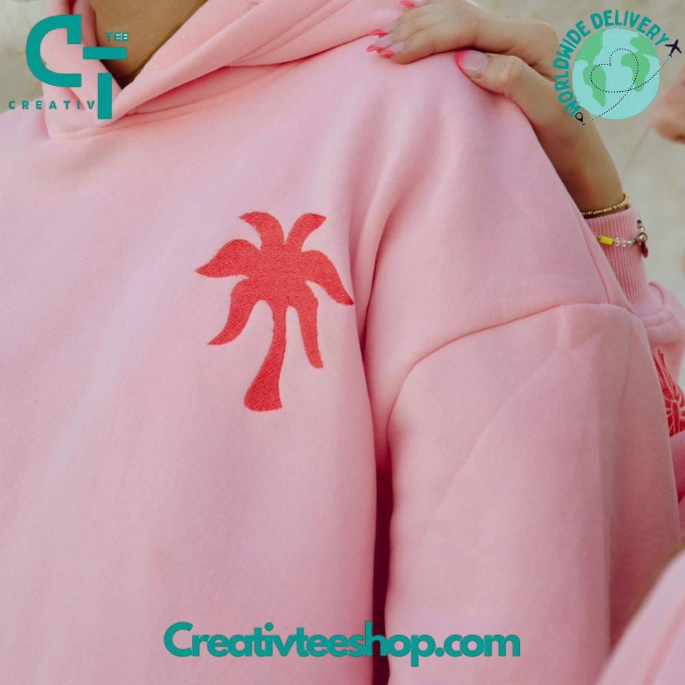 Pink Palm Puff “Everything Comes In Waves” Pink Hoodie