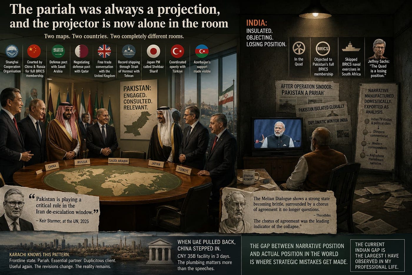 The pariah was always a projection, and the projector is now alone in the room