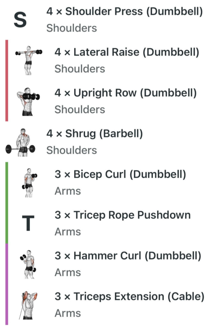 Shoulders & Arms Workout Screenshot from the Strong iOS App
