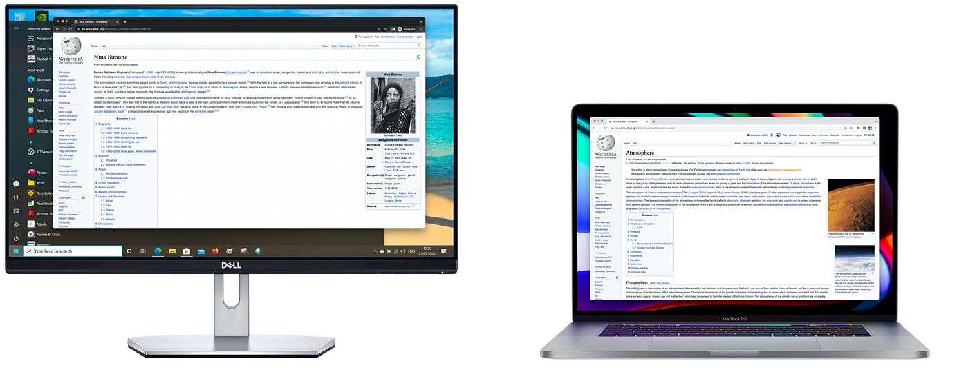 2019 desktop and laptop computers with Wikipedia on the screens