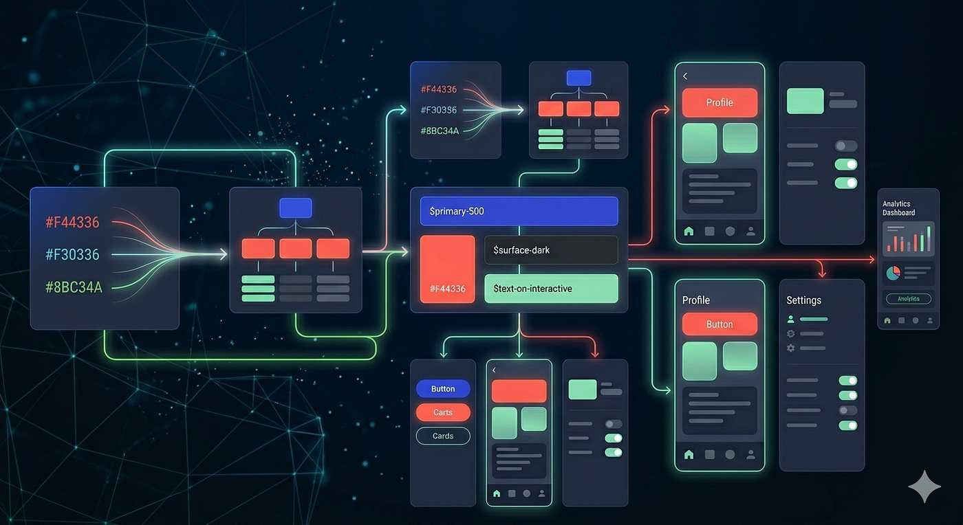 Design tokens illustration generated with Gemini 3 Fast