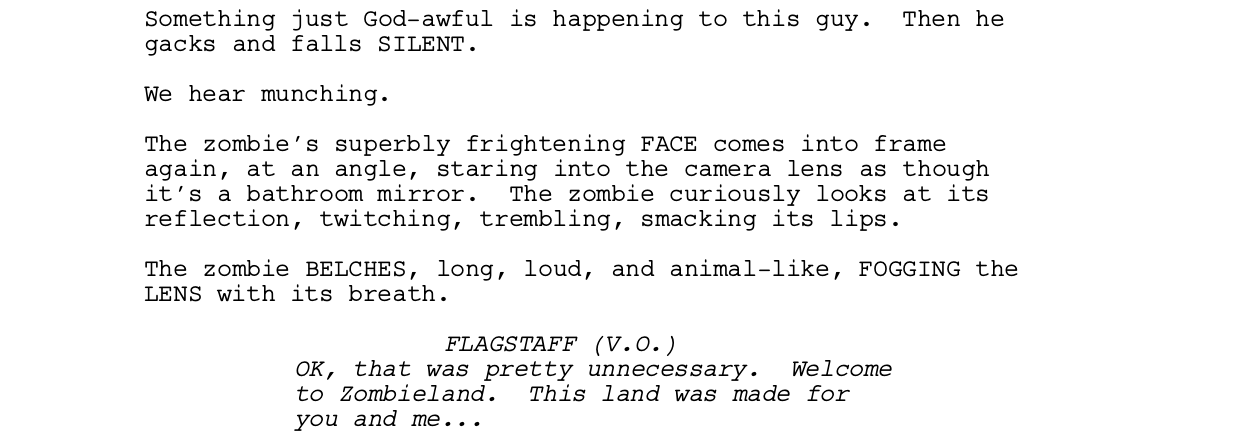 Zombieland (2009) Screenplay - Script Slug