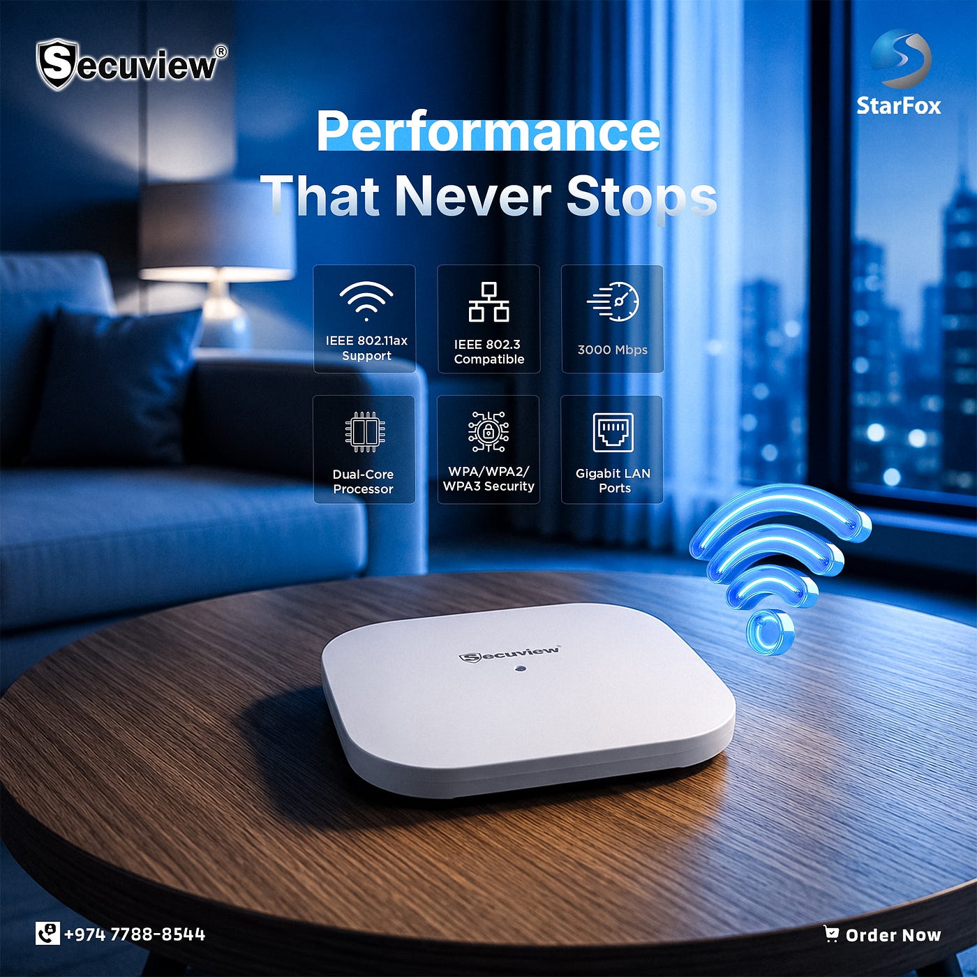Experience ultra-fast, stable, and secure connectivity with the Secuview High Performance AX3000Mbps Wireless Access Point. Powered by next-generation Wi-Fi 6 technology, it delivers blazing speeds, wider coverage, and seamless performance for homes, offices, and commercial environments.