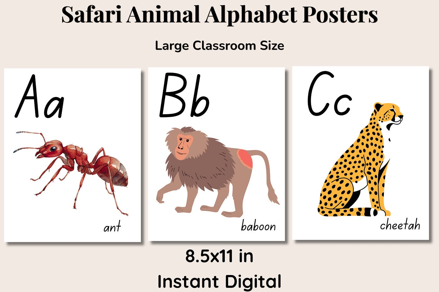 Alphabet Posters,Large Format for Classroom Use | Educational Wall Decor for Kids