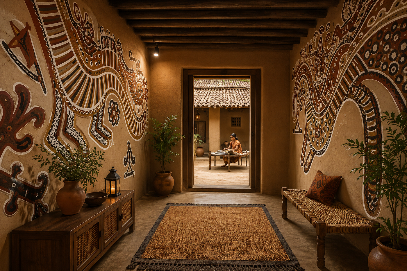Sohrai Paintings in Earthy Interior Design