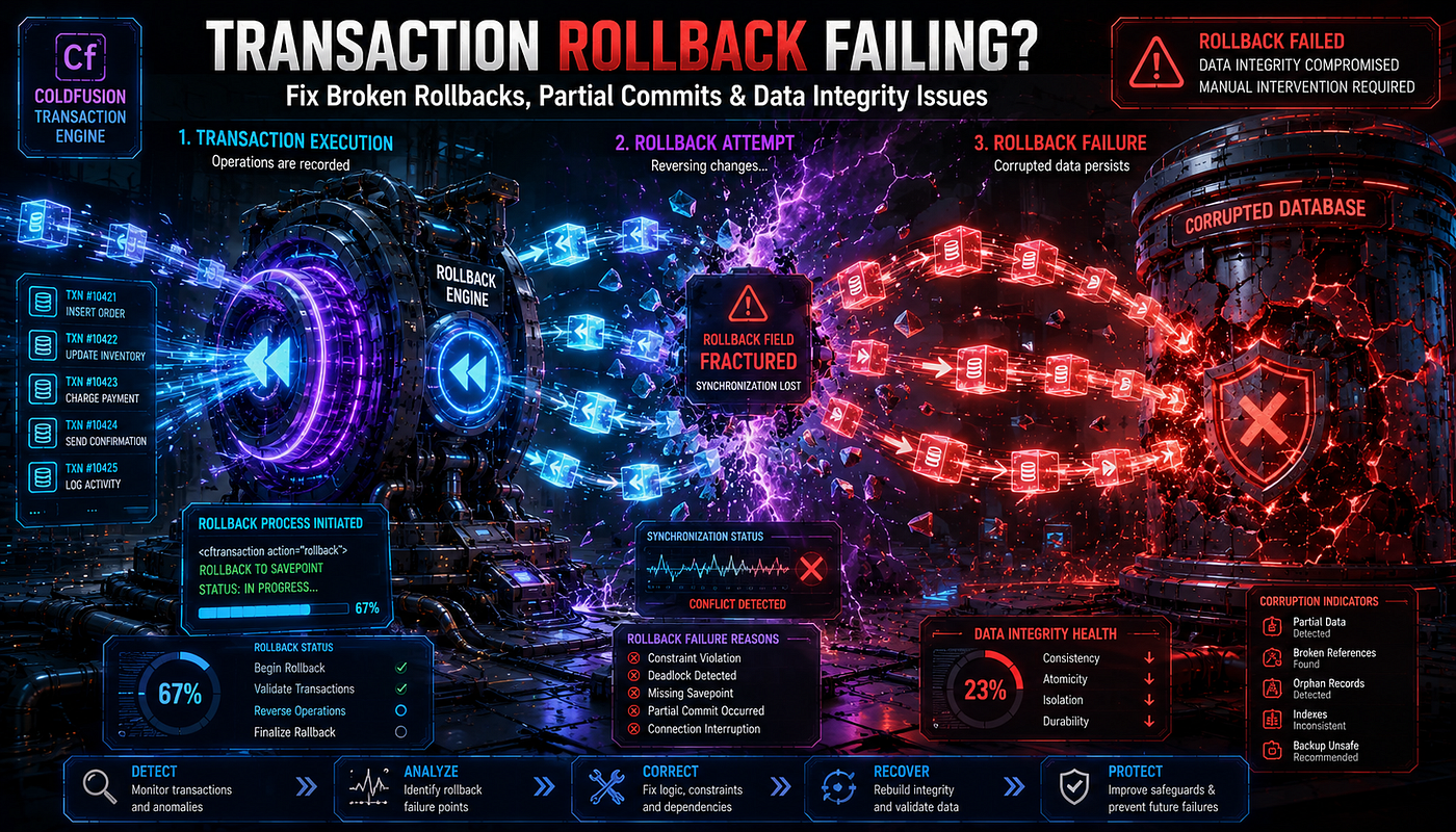 ColdFusion Transaction Rollback Not Working Properly