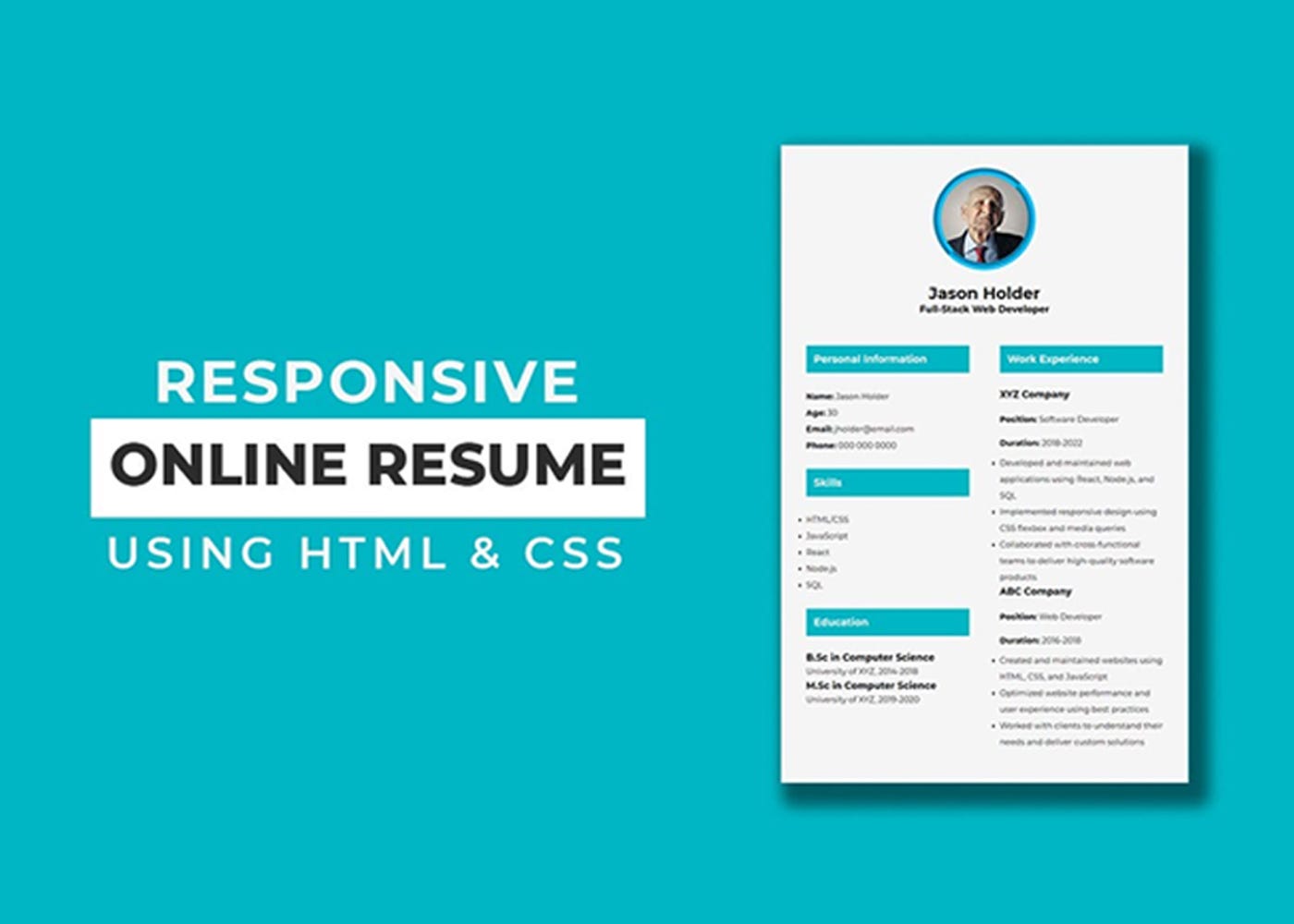 Responsive Resume Website using HTML CSS - Divinector - Medium