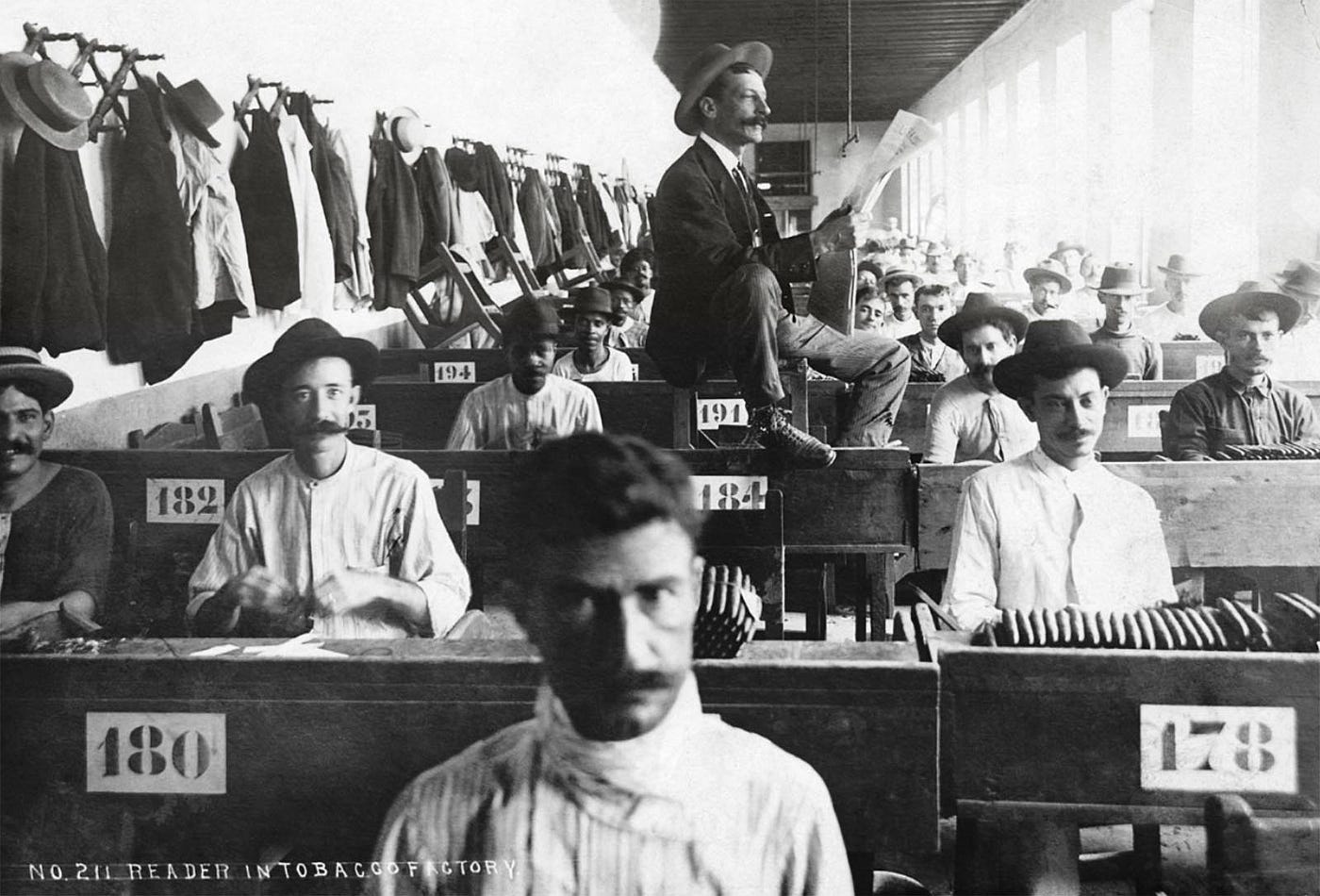 tobacco factory work experience The Reader Lights the Candle”. Worker Education that Safeguards… | by  Institute For The Future | Urgent Futures