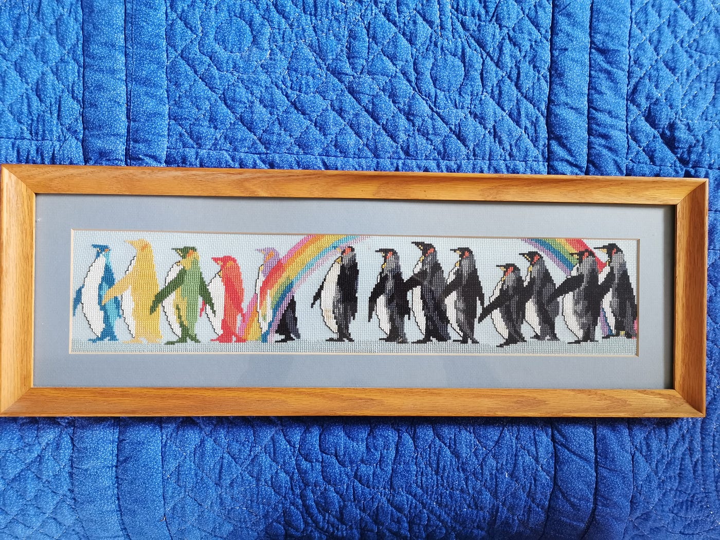 Rainbow Penguins Counted Cross stitch — ©Lauri Novak