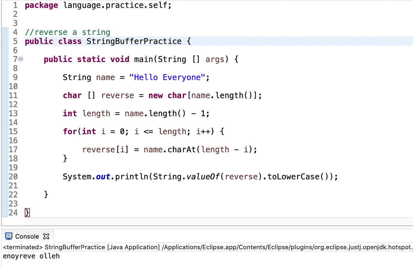 Reverse a String and convert it to lower case in Java | by Arpita Dutta |  Medium