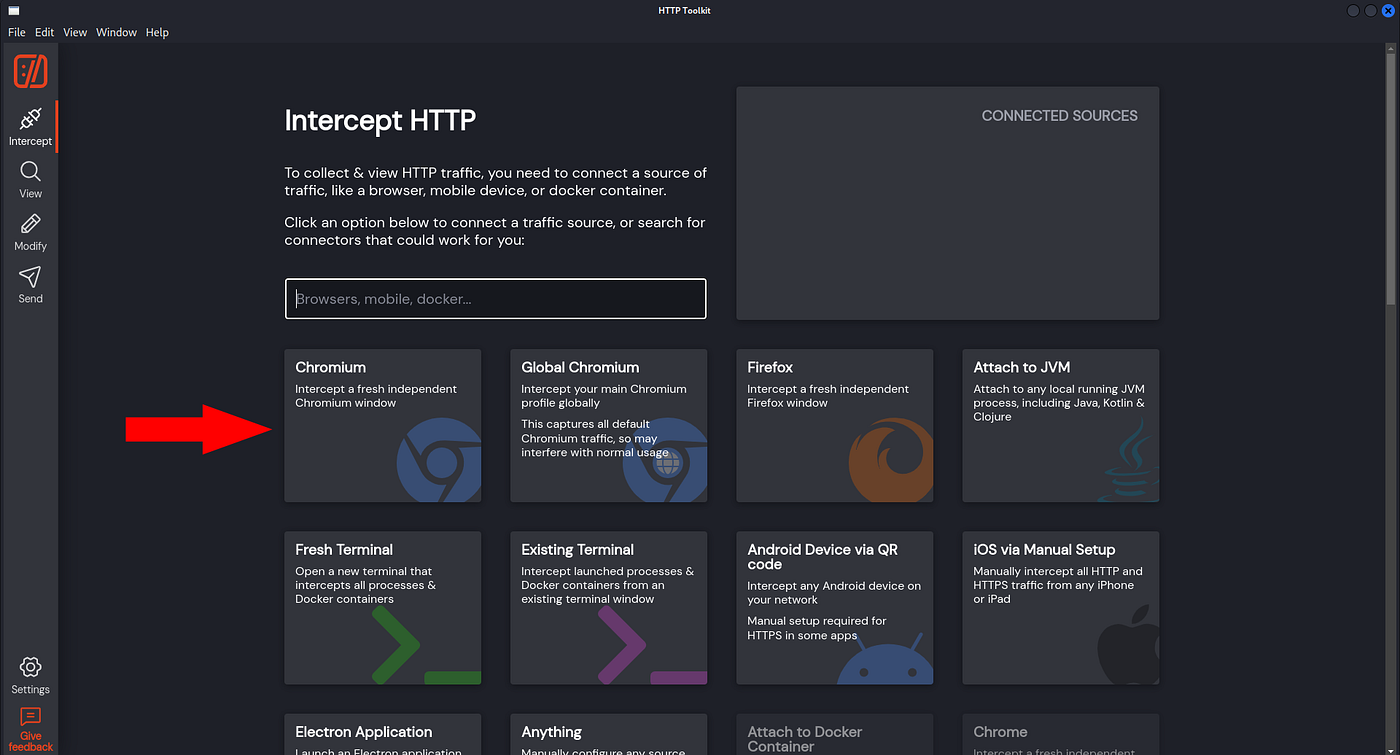 Intercept HTTP traffic from a Chromium browser