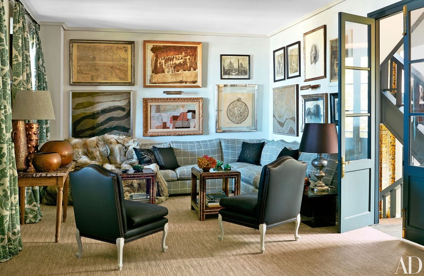 Modern bedroom online with antique furniture