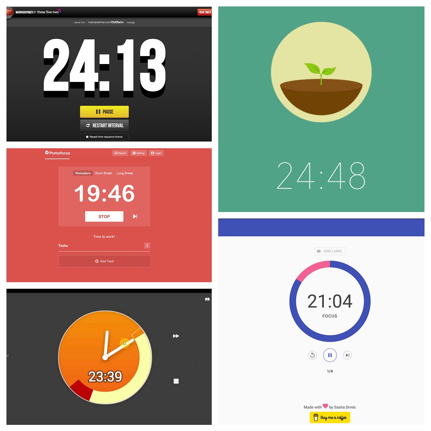 Pomodoro Technique 8 x 25 min - Study Timer 4 h 