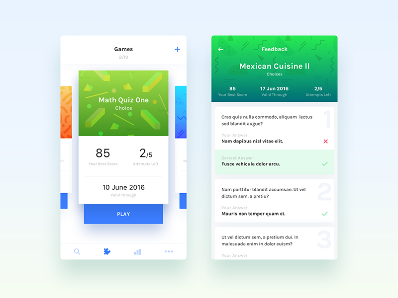 Quiz App  Quiz design, App interface design, App design inspiration