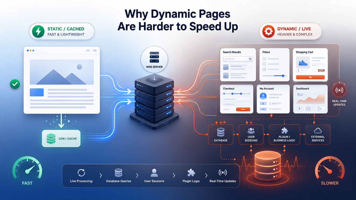 Why Dynamic Pages Are Harder to Speed Up