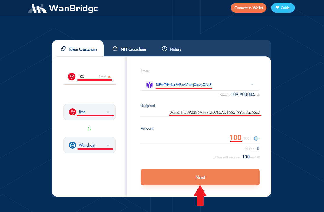 How to complete a crosschain transaction (TRX) | Wanchain
