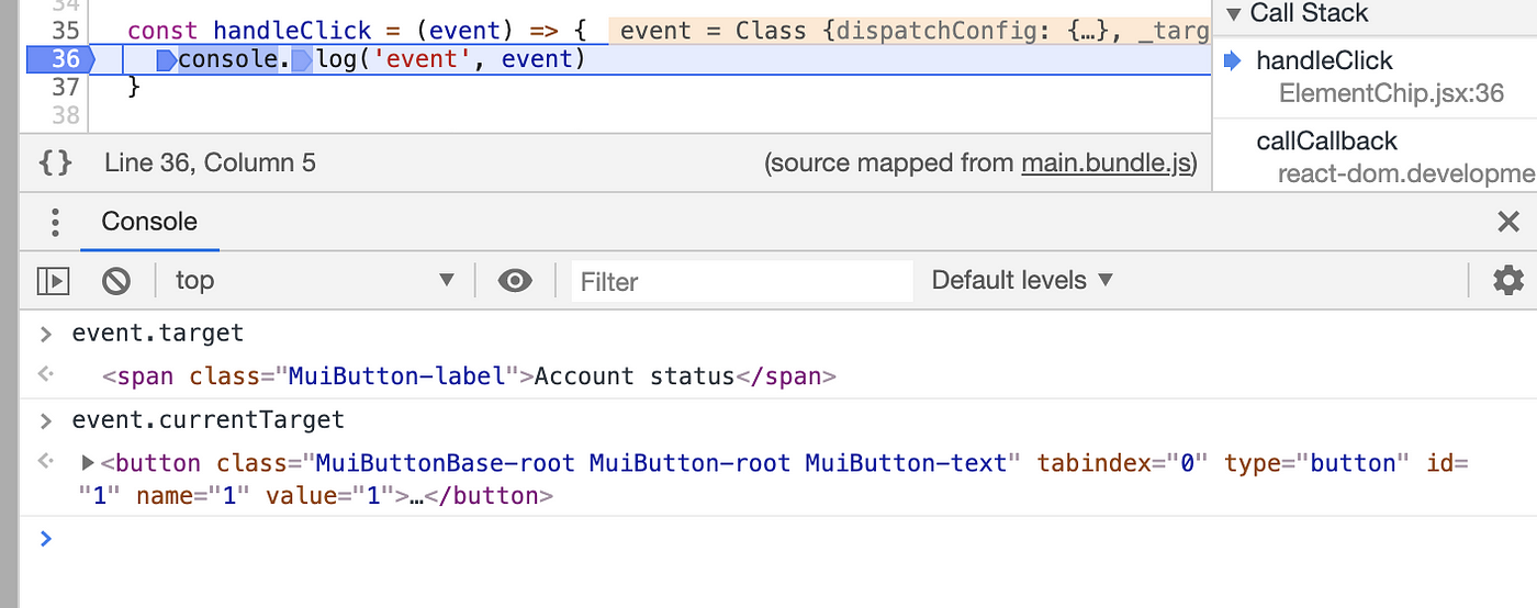 React: material-ui Button (target vs currentTarget) - fredwong-it - Medium