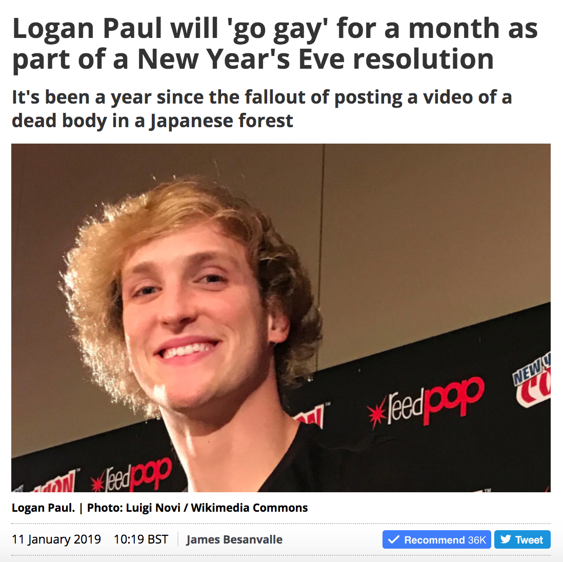 Dear Logan Paul: Instead of going gay for a month, how about you go away?  | by James Besanvalle | Medium