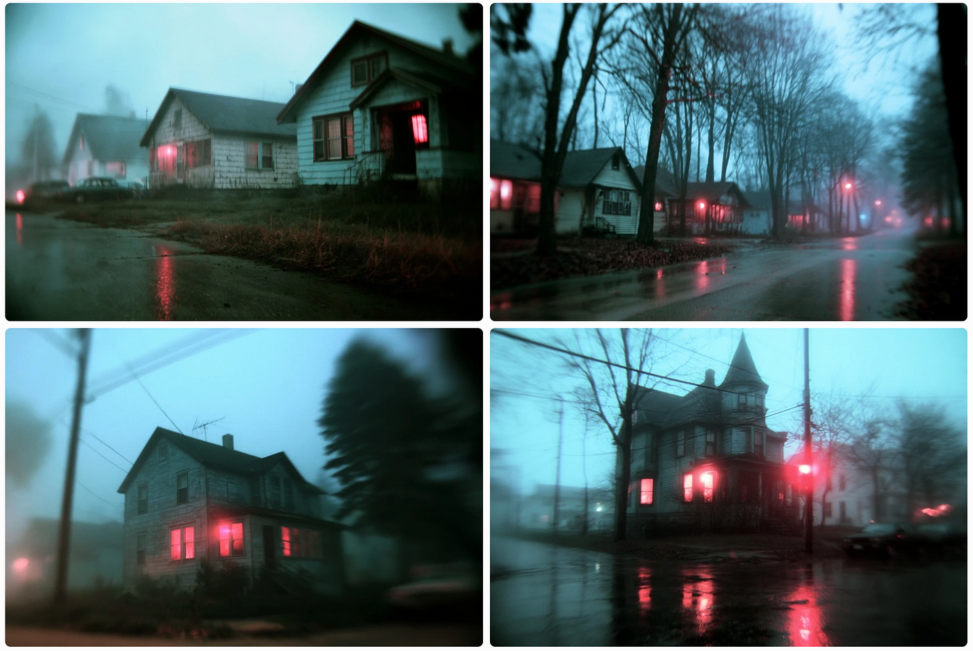 a paranormal image grid made with SREF ID: 3550063172 — created by the author in the Midjourney v8.2 preview