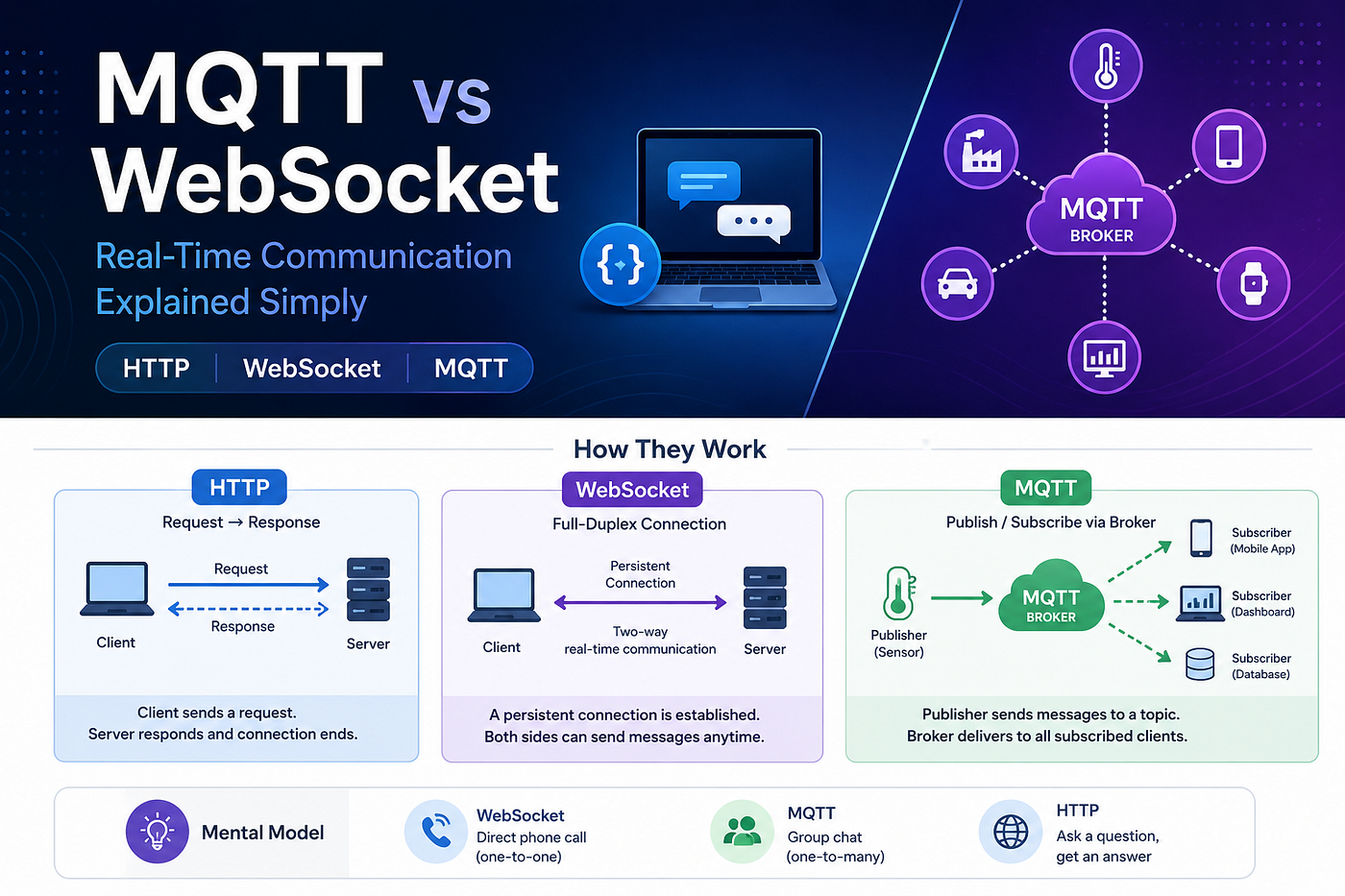 MQTT vs WebSocket vs HTTP: Understanding Real-Time Communication in Modern Applications
