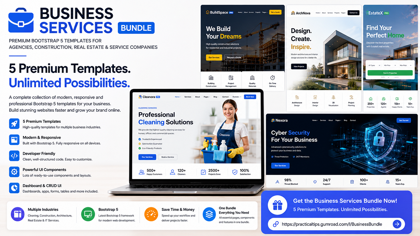Business Services Bundle: The Ultimate Bootstrap 5 Template Collection for Agencies, Construction…