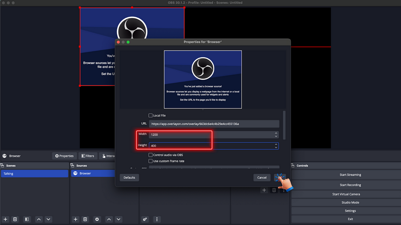 Showing the input that the user need to copy the OverlayOn URL