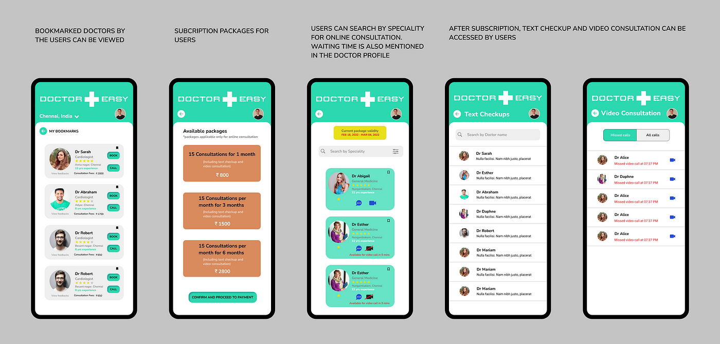 UX Case study: Doctor's appointment booking app, by Vidya Vijayanand