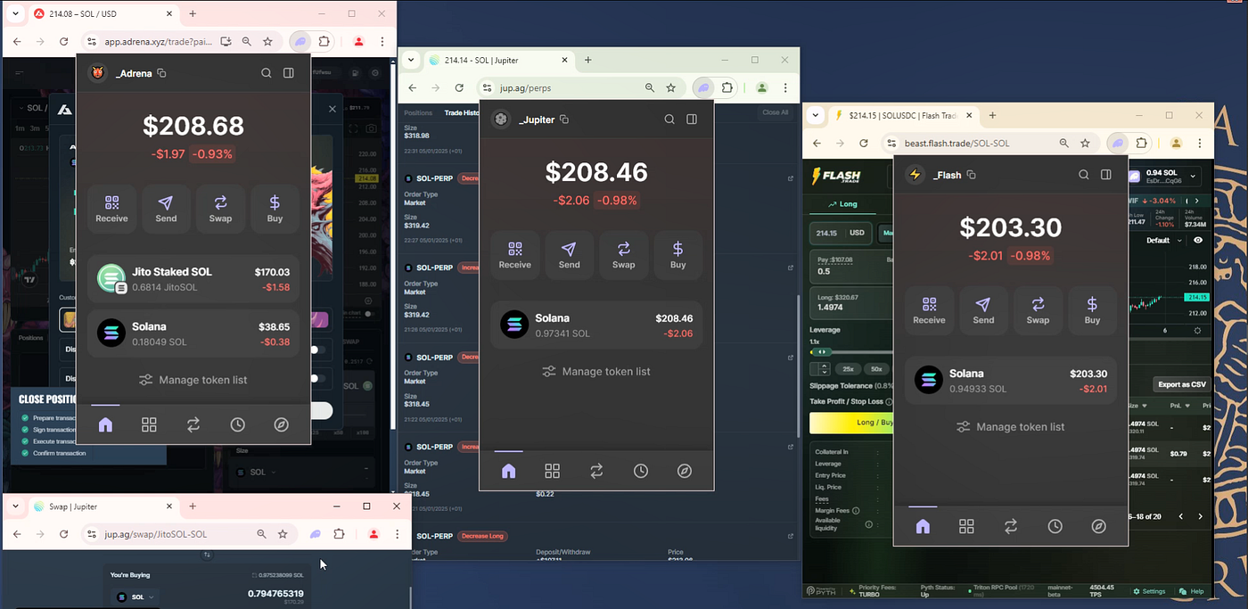 Adrena, Jupiter, Flash. A Perp DEX live trading experiment. | by  ZeDef_Koala | Medium