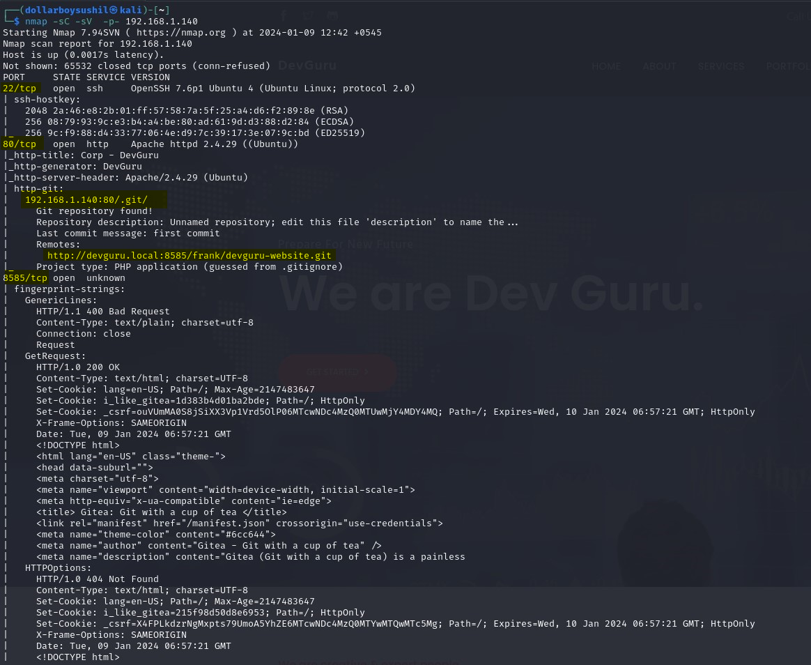 Vulnhub: DevGuru 1 Walkthrough (OSCP PREP) [by dollarboysushil