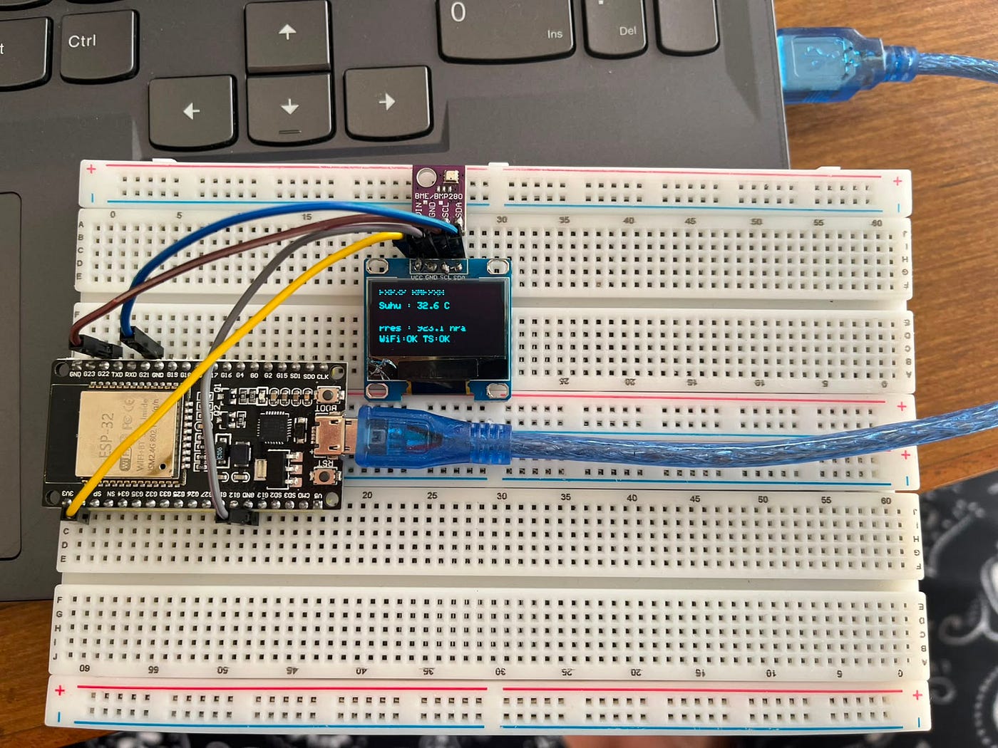 [Minggu 6] Stasiun Cuaca IoT Profesional dengan ESP32, OLED, dan ThingSpeak 🌐💻