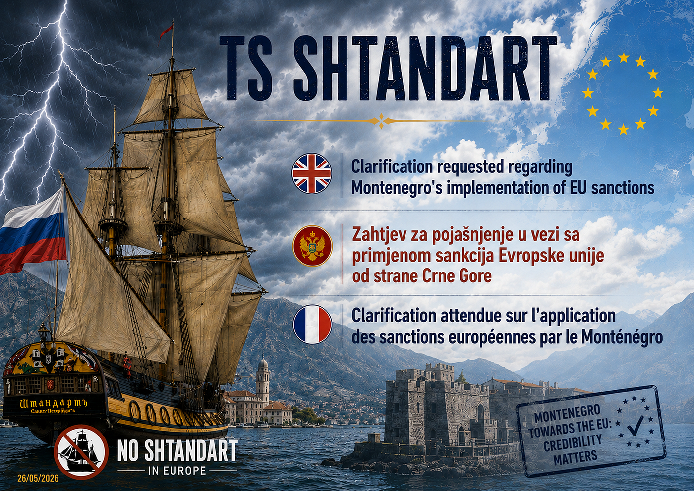 TS Shtandart — clarification requested regarding Montenegro’s implementation of EU sanctions…