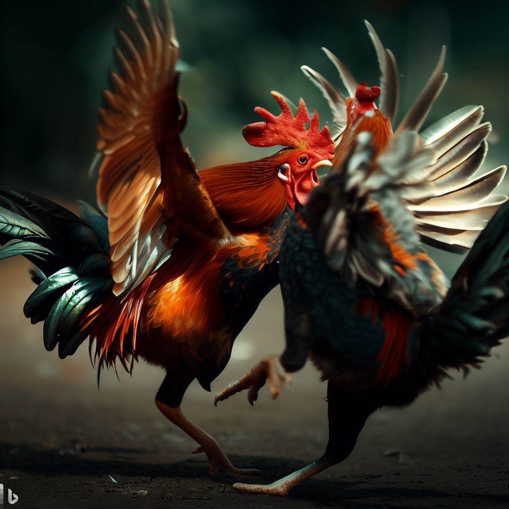 Roosters Fight At A Cockfight #1 Canvas Print / Canvas Art by Chico Sanchez  - Pixels Merch