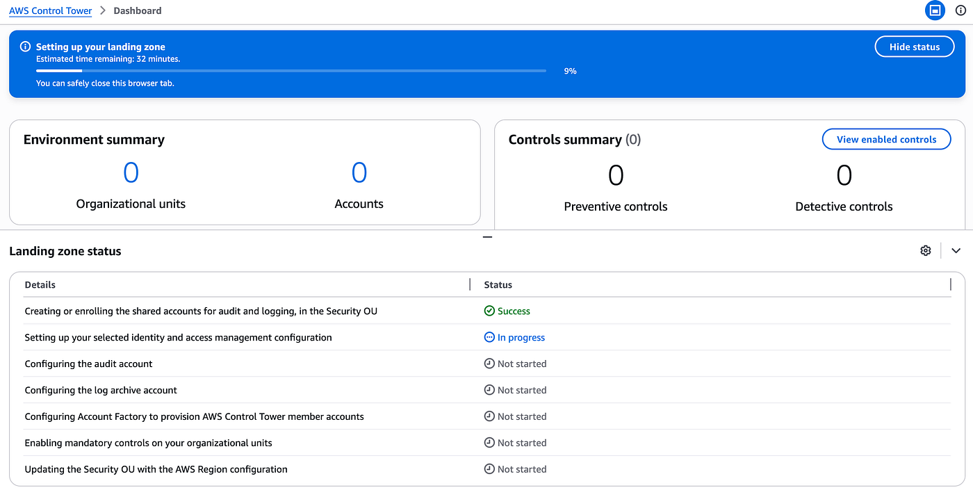 aws landing zone setup with control tower