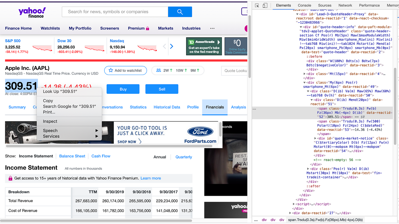 web scraping - Pulling Yahoo Finance Quotes Using Requests / BS4 - Stack  Overflow