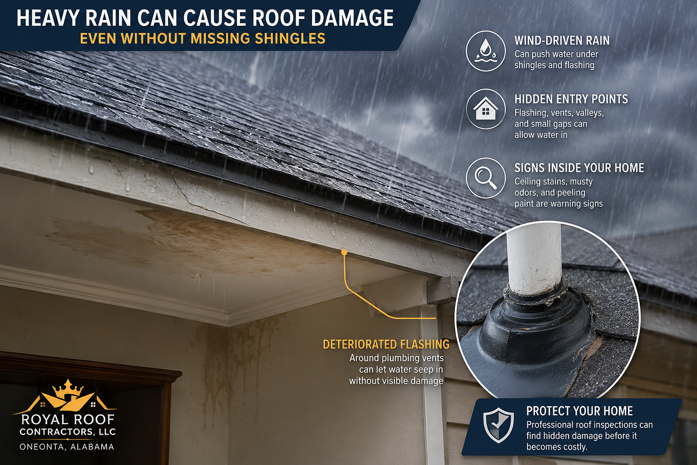 Heavy Rain Can Hide Roof Damage