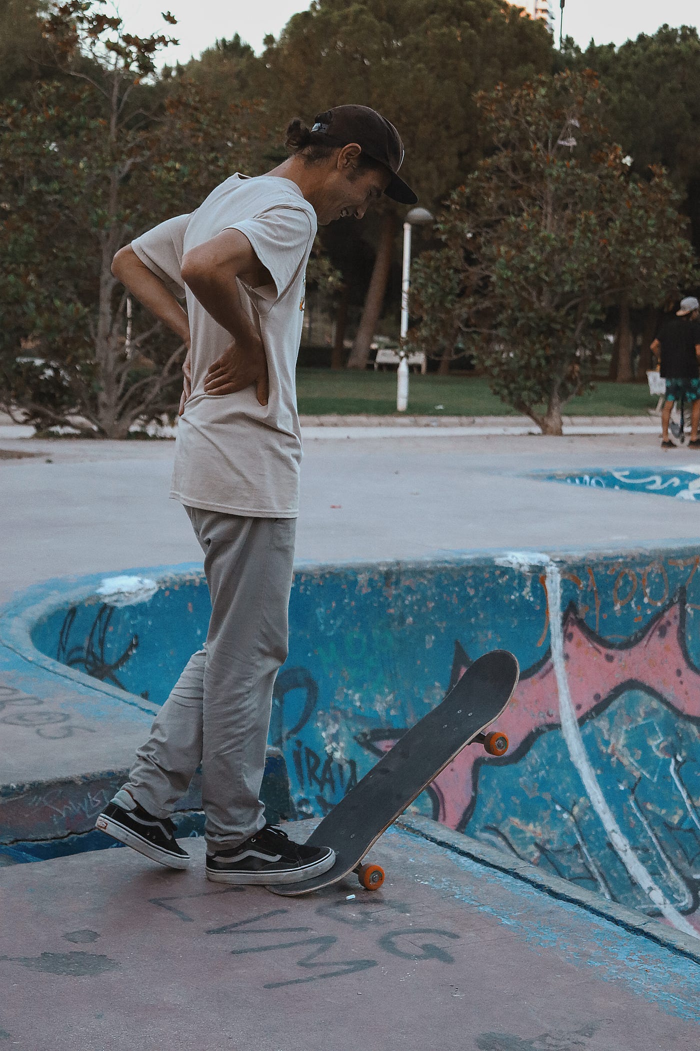 Philippe Foucart gets ready for a series of carvings in the bowl in Valencia, Spain.